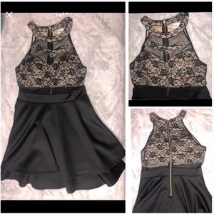 Black and Beige Lace Dress